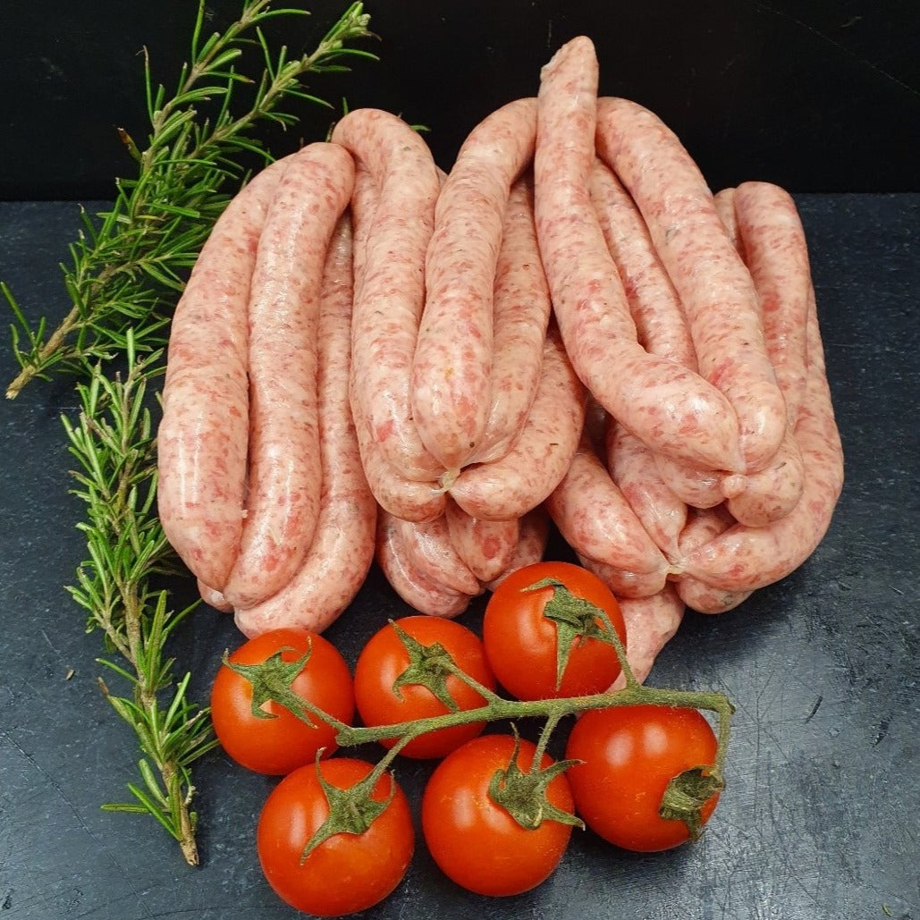 Traditional Festive Handmade Lincolnshire Pork Chipolatas  / available in 2 pack sizes