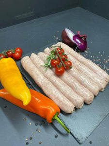 6 Traditional Handmade Lincolnshire Pork Jumbo Sausages / approx 750 Grams