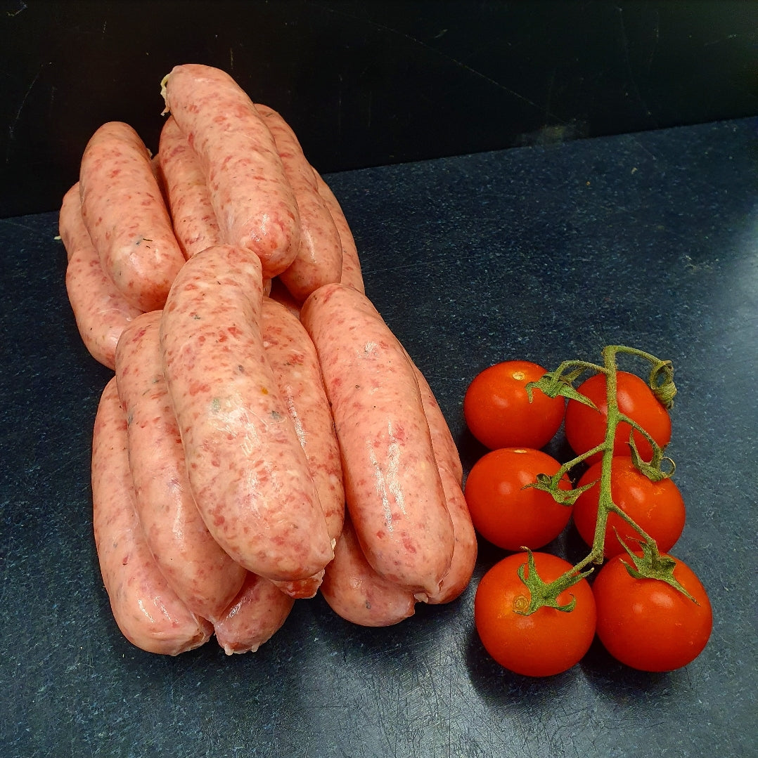 12 Traditional Handmade Lincolnshire Pork 8 Sausages / approx 780 grams